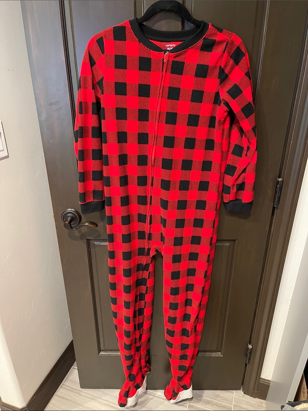 Carter's Red and Black Buffalo Plaid Footed Pajama One-Piece